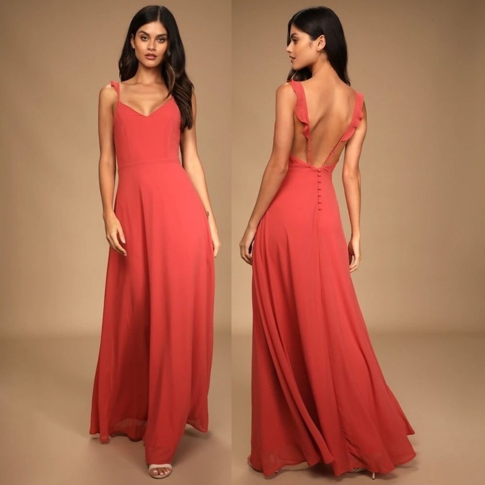 Lulu's Elegant Dusty rose Maxi Dress